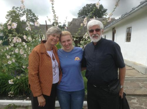 Fr. John and Mary Jane meet with a close friend Iryna at the Cardinal Slypj Museum in Zazdrist