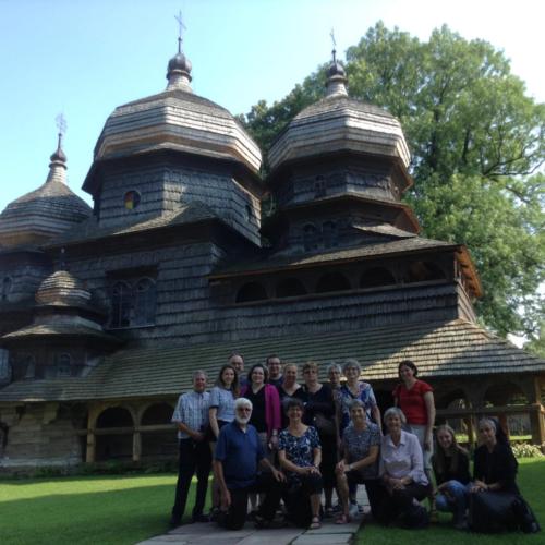 Visiting the ancient wooden church of St. George in Drohobych (built around 1496)